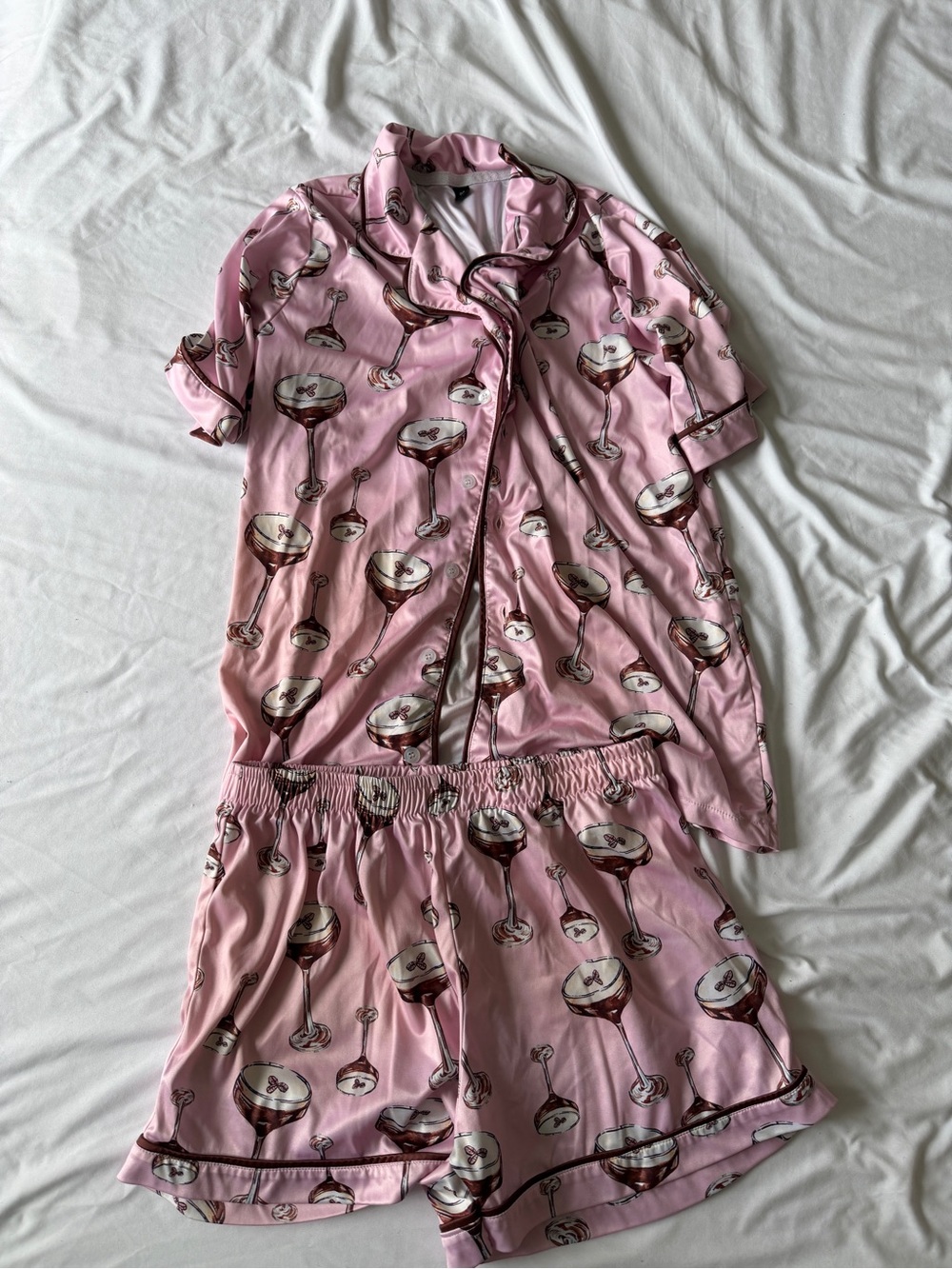 Pink satin Pajama Set